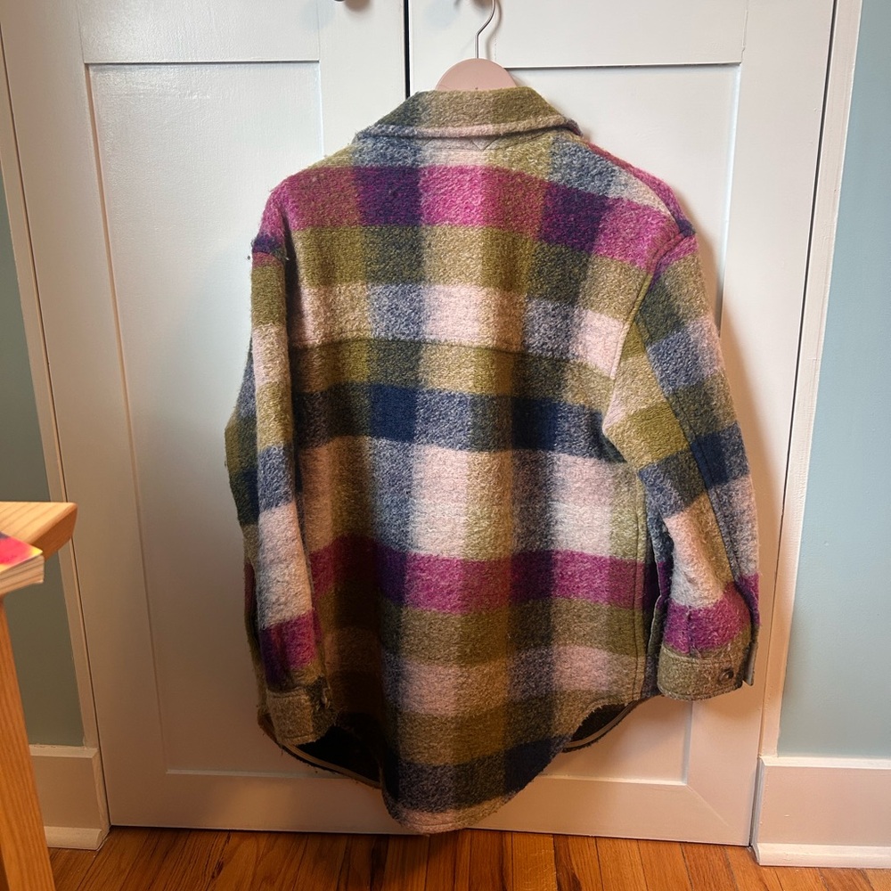 ✨ Wilfred Wool Ganna Shirt Jacket — Green, Magenta, Navy — Size Medium - Picture 2 of 3